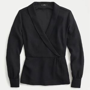 J. Crew Drapey Faux-Wrap Top in 365 Crepe